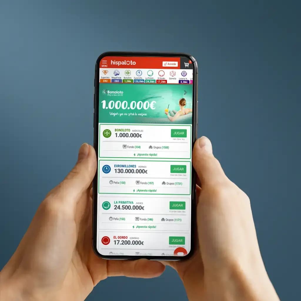 La app de Hispaloto en un móvil